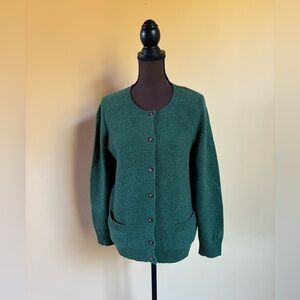 PENDLETON Lamb’s Wool Cardigan Sweater Button Up Green Fall Weather Size LARGE